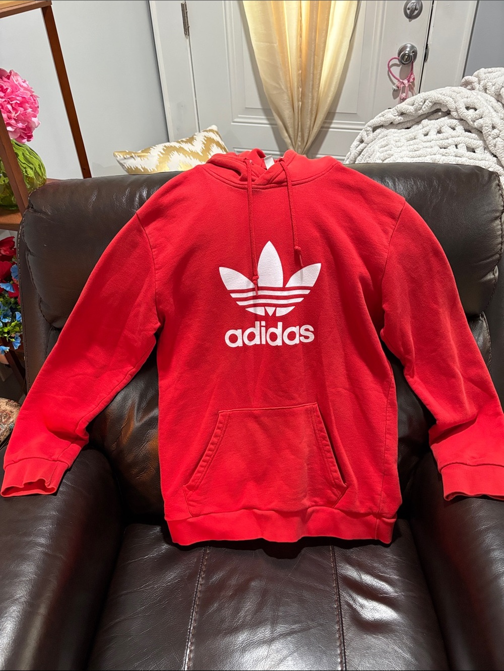 adidas Red Crewneck Trefoil Logo Sweatshirt